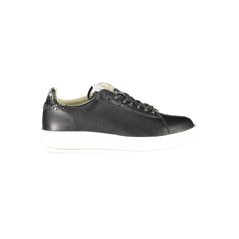 Schwarze Leder Damen Sneaker