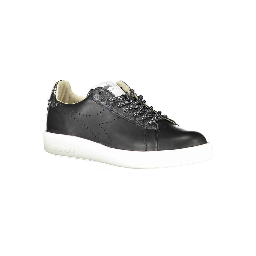 Schwarze Leder Damen Sneaker