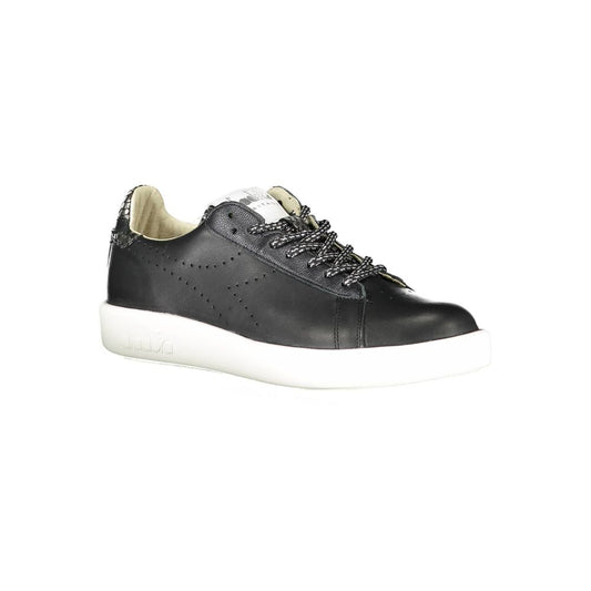 Schwarze Leder Damen Sneaker