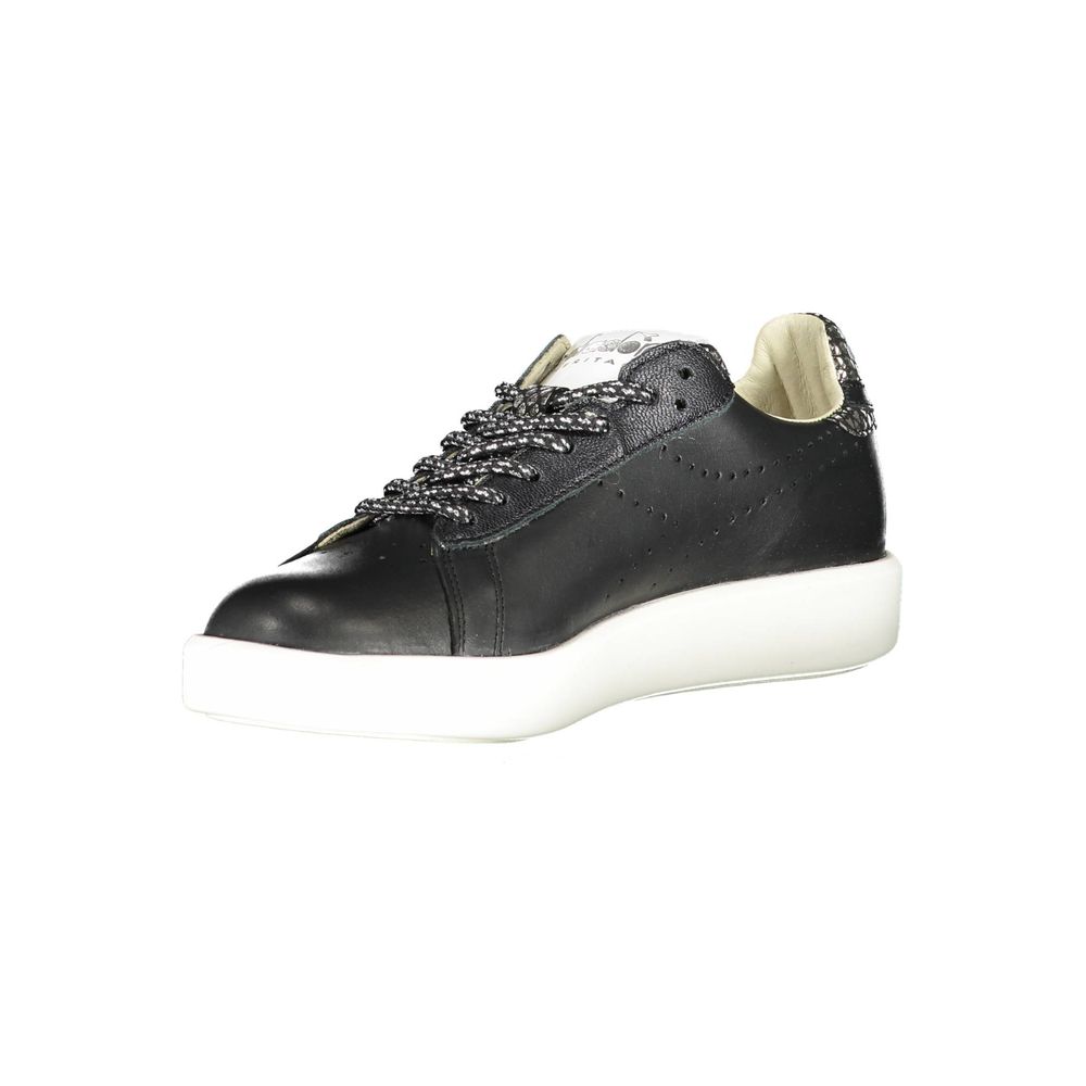 Schwarze Leder Damen Sneaker