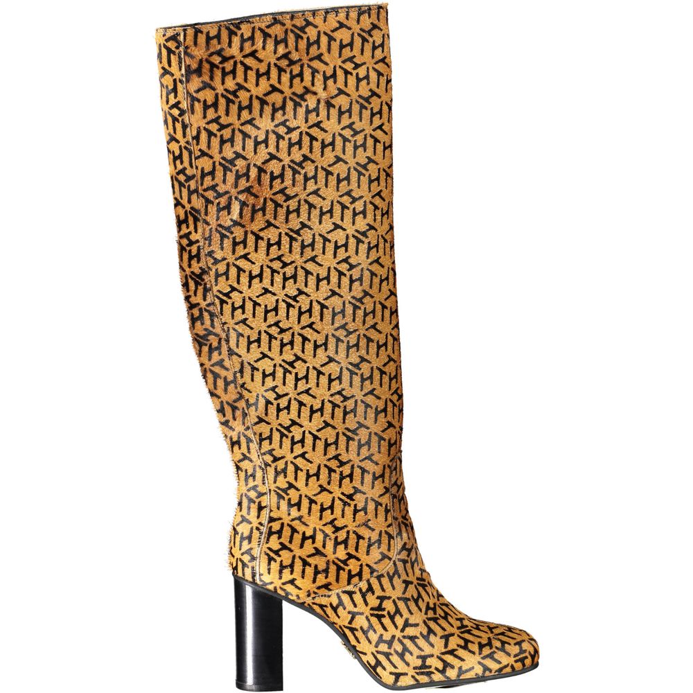 Beige Lederstiefel für Damen