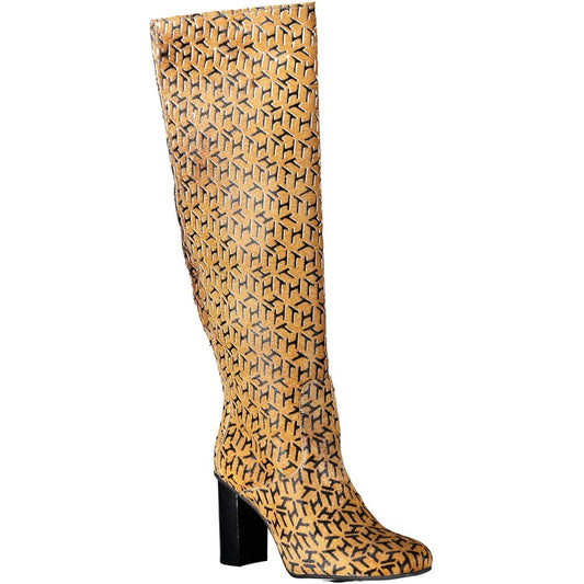 Beige Lederstiefel für Damen