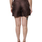 Brown Floral Brocade Mid Waist Mini Short