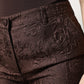 Brown Floral Brocade Mid Waist Mini Short