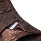 Brown Floral Brocade Mid Waist Mini Short