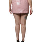 Dolce & Gabbana Glossy Pink Cotton High Waist Mini Skirt