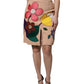 Dolce & Gabbana Beige Floral High Waist Pencil Cut Skirt