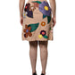 Dolce & Gabbana Beige Floral High Waist Pencil Cut Skirt