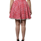 Dolce & Gabbana Red White High Waist A-line Above Knee Skirt