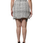 Dolce & Gabbana White Black High Waist Tartan Tweed Mini Skirt