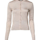 Beige Silk Button Down Cardigan Sweater