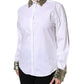 Dolce & Gabbana White Cotton Long Sleeves Sequin Shirt Top
