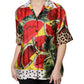 Dolce & Gabbana Multicolor Watermelon Collared Shirt Top