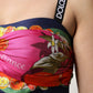 Dolce & Gabbana Multicolor Floral Sleeveless Bustier Cropped Top