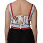 Dolce & Gabbana White Vegetable Print Sweetheart Cropped Top