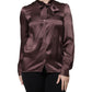 Dolce & Gabbana Brown Ascot Collar Long Sleeve Blouse Top