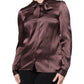 Dolce & Gabbana Brown Ascot Collar Long Sleeve Blouse Top
