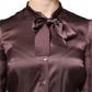 Dolce & Gabbana Brown Ascot Collar Long Sleeve Blouse Top