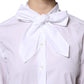 Dolce & Gabbana White Ascot Collar Long Sleeve Blouse Top