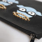 Dolce & Gabbana Black Leather #DGFAMILY Embellished Men Zip Pouch Bag