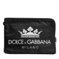 Black DG Milano Print Nylon Pouch Clutch Bag