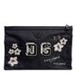 Blue DG Logo Patch Embellished Pouch Clutch Bag