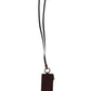 Dolce & Gabbana Brown Calf Leather Lanyard Logo Card Holder Wallet
