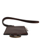 Dolce & Gabbana Brown Calf Leather Lanyard Logo Card Holder Wallet
