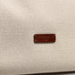 Beige Brown Cotton Leather Duffle Shoulder Bag