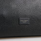 Black Leather Logo Plaque Shoulder Crossbody Bag
