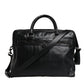 Black Leather Messenger Shoulder Strap Bag