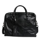 Black Leather Messenger Shoulder Strap Bag