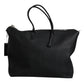 Black Calfskin Leather Hand Shoulder Duffle Bag
