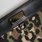 Multicolor Leopard Jacquard Print Logo Plaque Pouch Bag
