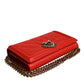 Red Quilted Devotion Crossbody Chain Phone Cover Bag