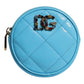 Light Blue Lamb Leather DG Crystal Round Coin Purse Wallet