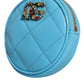 Light Blue Lamb Leather DG Crystal Round Coin Purse Wallet