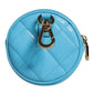 Light Blue Lamb Leather DG Crystal Round Coin Purse Wallet