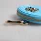 Light Blue Lamb Leather DG Crystal Round Coin Purse Wallet