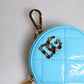 Light Blue Lamb Leather DG Crystal Round Coin Purse Wallet