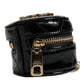 Black Lamb Leather DG Crystal Round Coin Purse Wallet
