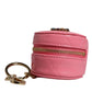 Pink Lamb Leather DG Crystal Round Coin Purse Wallet