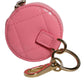 Pink Lamb Leather DG Crystal Round Coin Purse Wallet