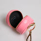 Pink Lamb Leather DG Crystal Round Coin Purse Wallet