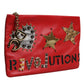 Red Revolutions Embellished Leather Clutch Bag