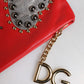 Red Revolutions Embellished Leather Clutch Bag