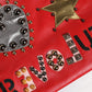 Red Revolutions Embellished Leather Clutch Bag
