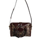 Brown Leopard Leather Shoulder Strap Duffle Bag