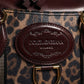Brown Leopard Leather Shoulder Strap Duffle Bag