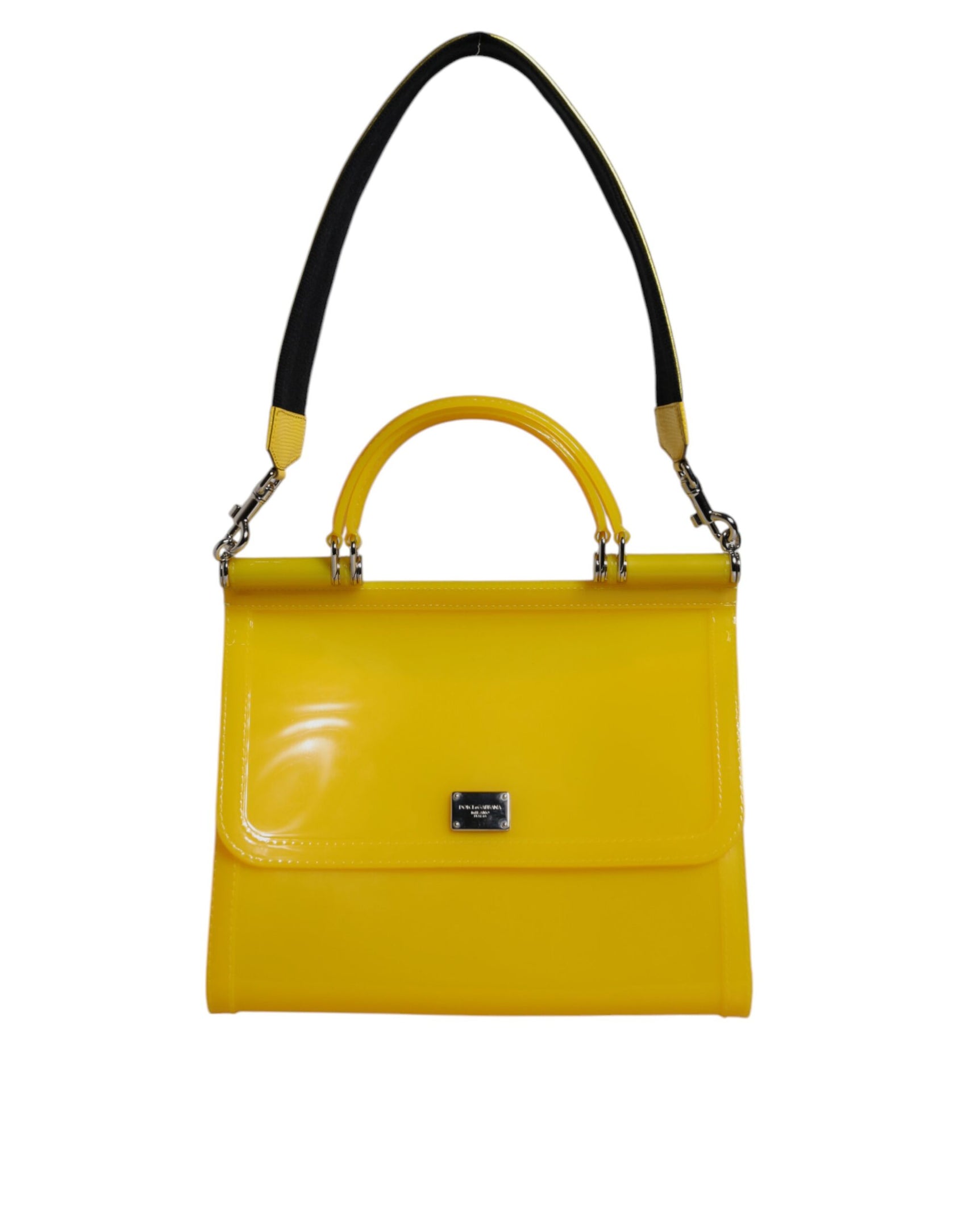 Yellow PVC Cotton Satchel Shoulder Strap Bag